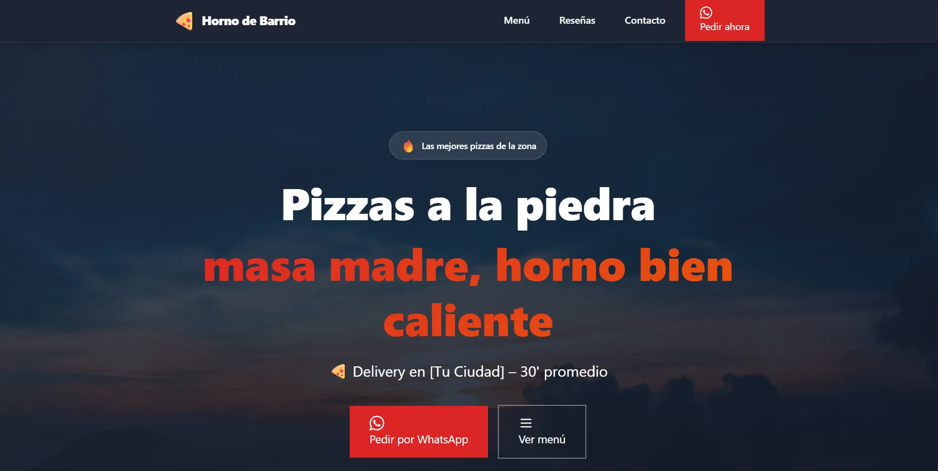 A screenshot of https://lnadingpizza.netlify.app/